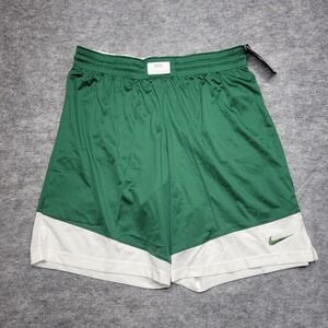 Nike Basketball Shorts Women Large Mesh Green White Drawstring Elastic Waist